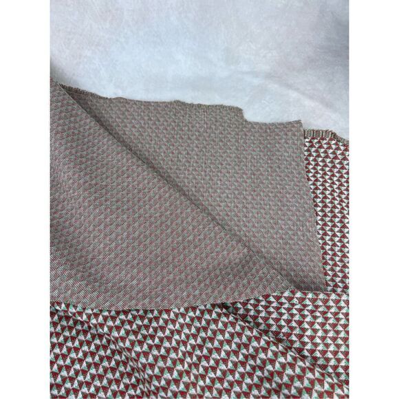1970s Vintage Geometric Polyester Fabric Red Mint - Picture 5 of 5